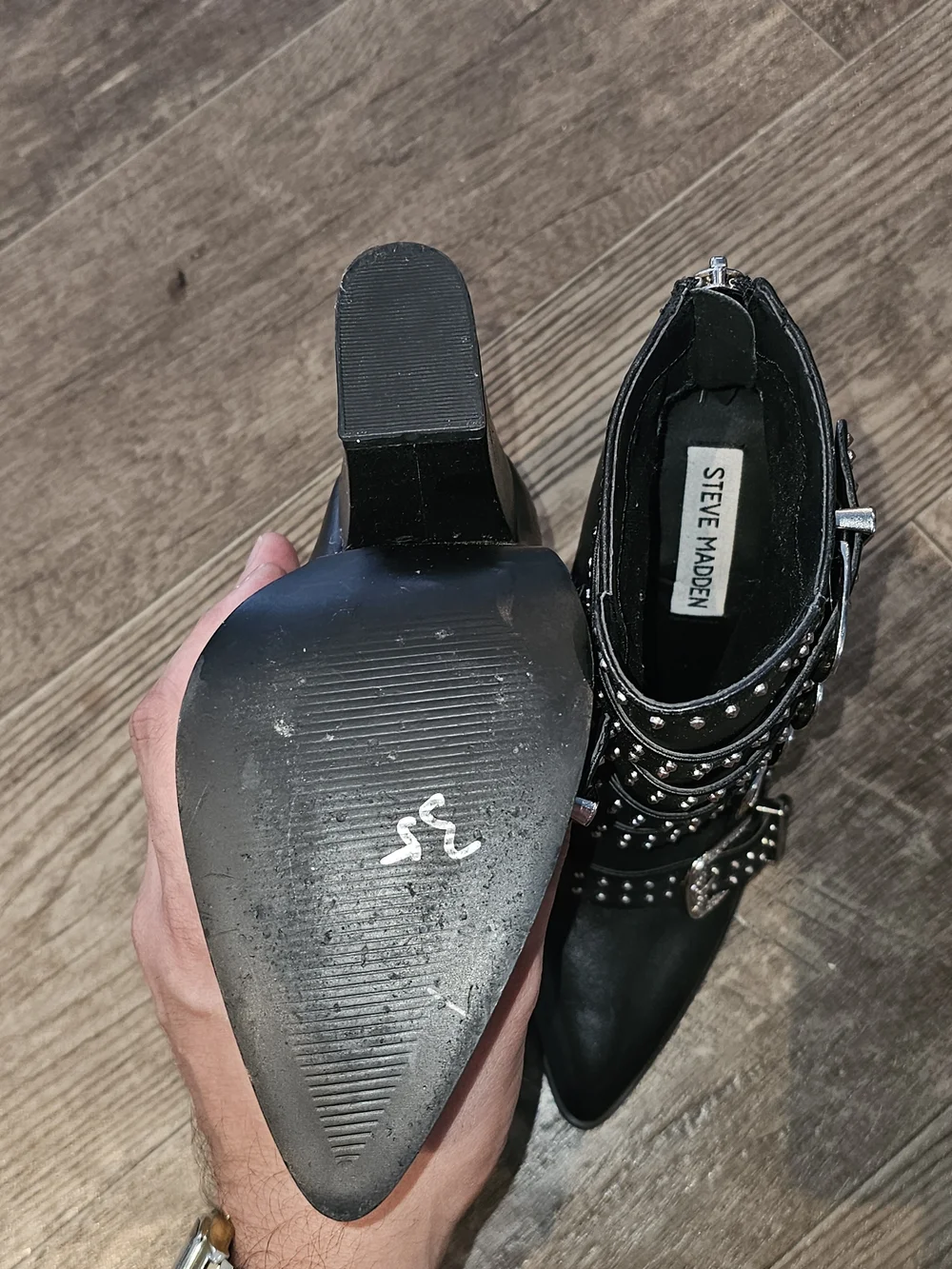 Steve Madden Black Leather & PU Men's Boot